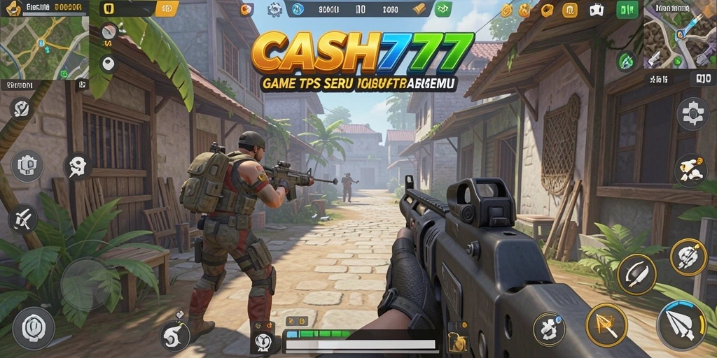 Tampilan gameplay intens CASH777 dengan aksi tembak-menembak seru.