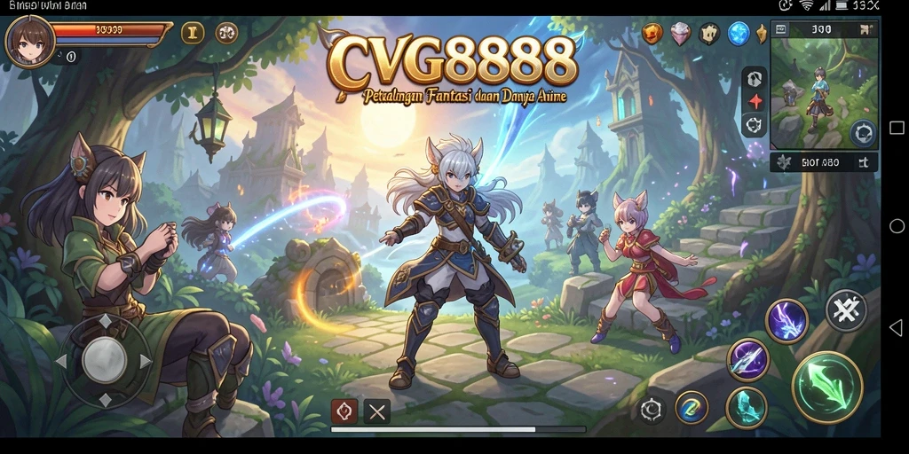 Tampilan gameplay dinamis dan karakter Anime yang mengesankan.