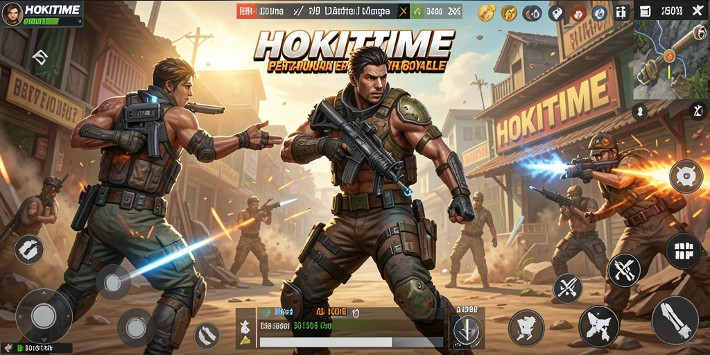Screenshot HOKITIME menampilkan aksi mendebarkan dalam pertarungan Battle Royale.