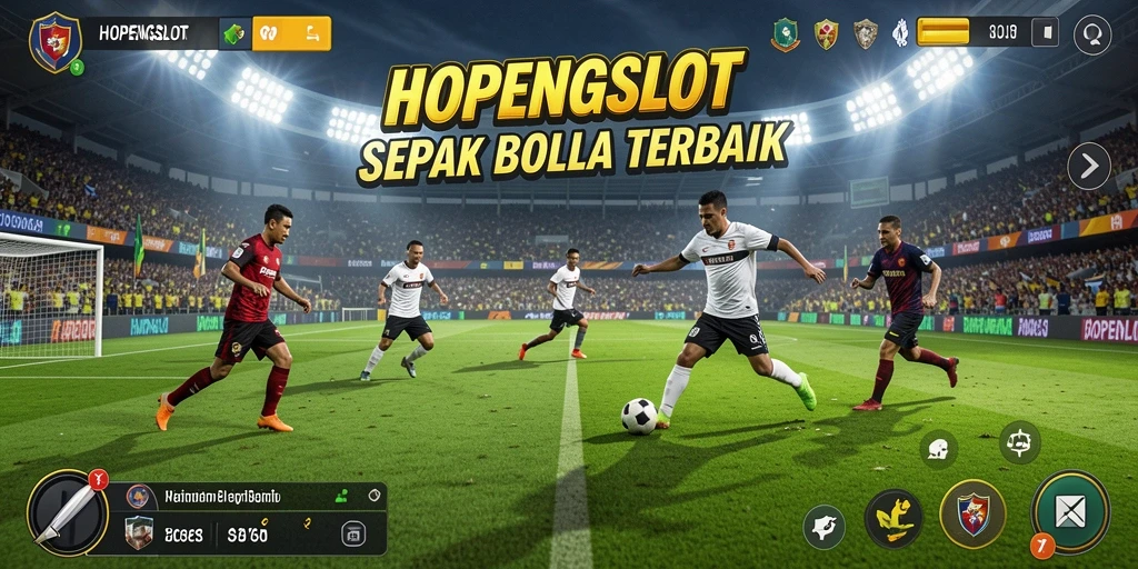 Tampilan gameplay HOPENGSLOT yang menampilkan aksi seru sepak bola.