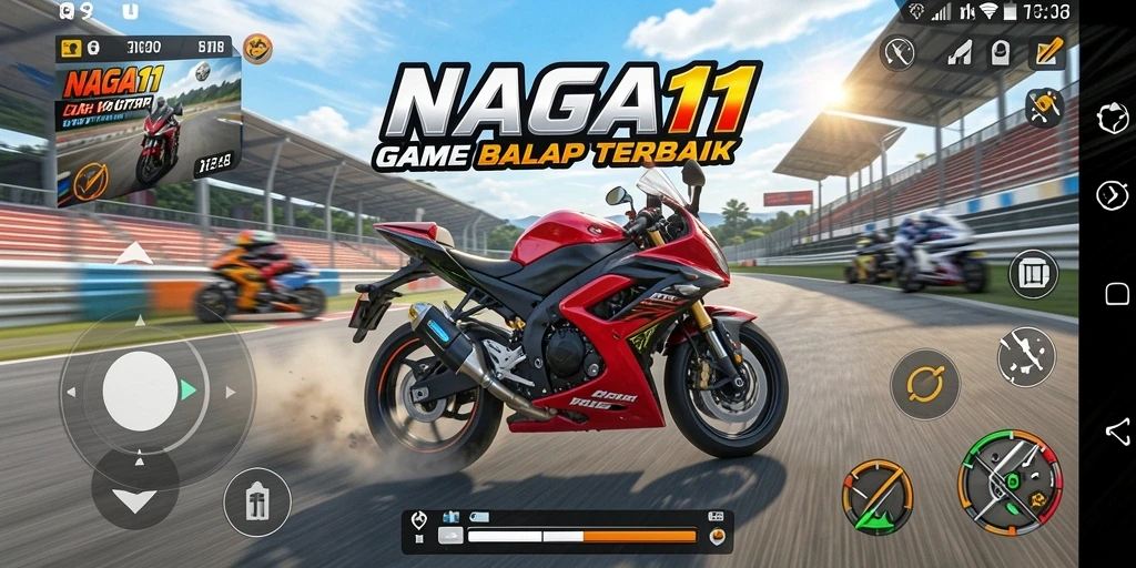 Gameplay balap motor yang mendebarkan dan penuh aksi.