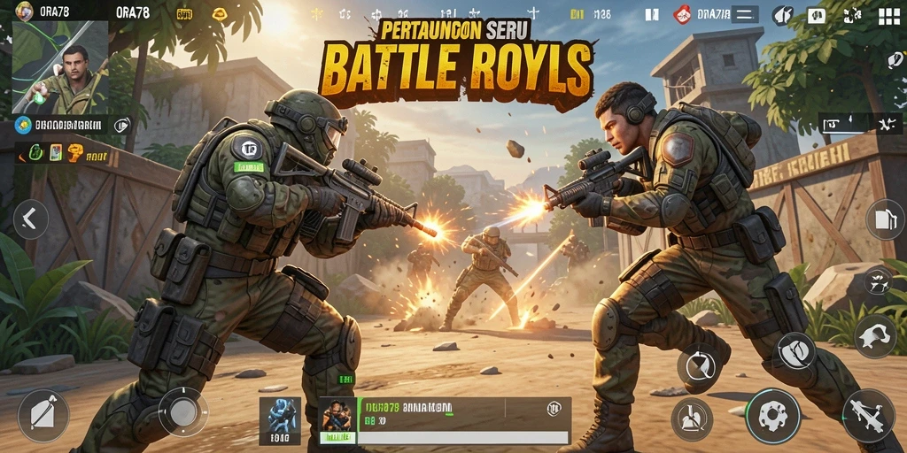 Tampilan gameplay mendebarkan dari ORA78 dengan aksi Battle Royale.