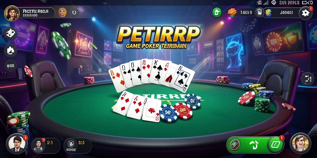 Screenshot utama PETIRRP menampilkan aksi seru dalam permainan Poker.