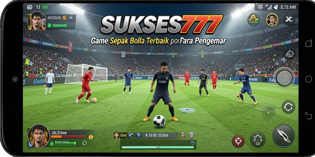 Tampilan gameplay menegangkan dalam SUKSES777 dengan aksi sepak bola yang nyata.